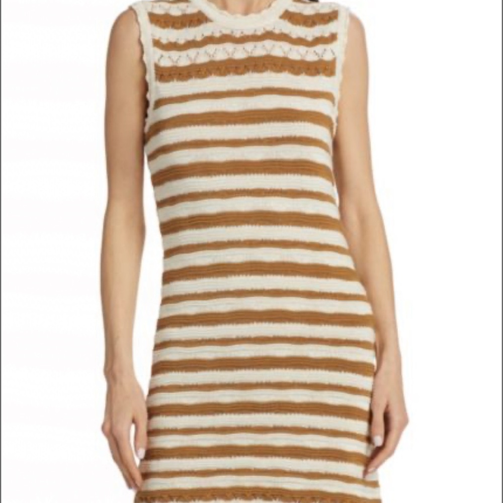 Veronica Beard - Striped Sleeveless Dress - Brown and White